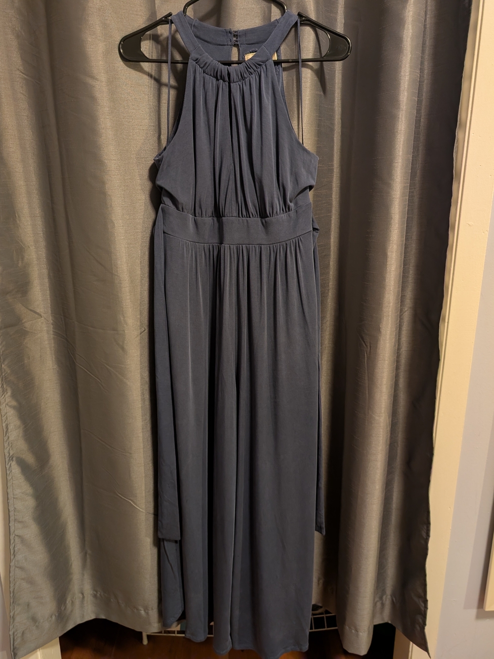 Halter Neck Wide-Leg Jumpsuit in Slate Blue